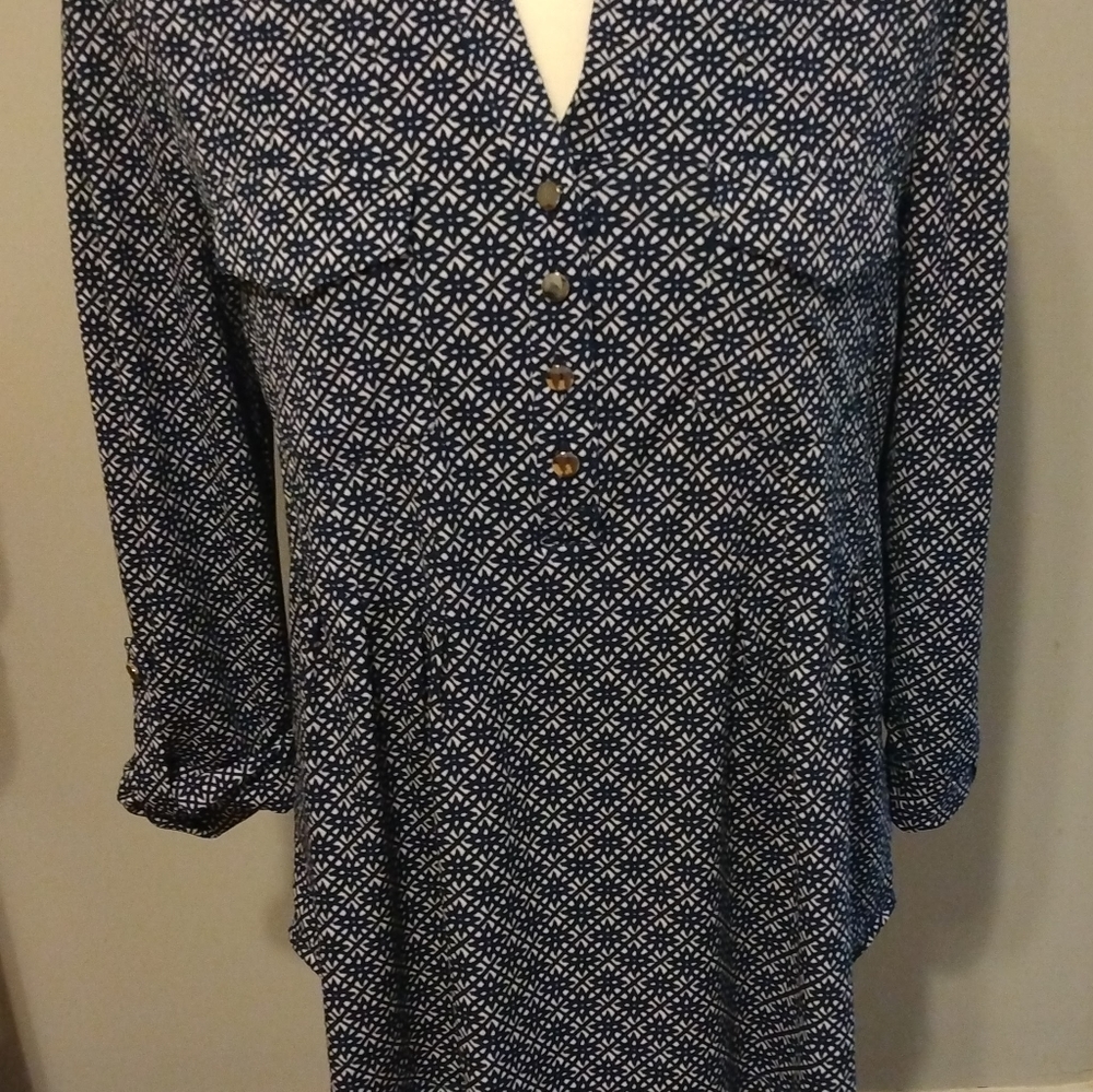 Dress Barn Navy and White Printed Tunic